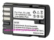 Replacement PENTAX D-LI90 camera battery (Li-ion 7.2V 2900mAh)