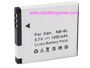 Replacement CANON NB-8LH camera battery (Li-ion 3.6V 1200mAh)