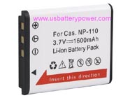 Replacement CASIO NP-110DBA camera battery (Li-ion 3.7V 1600mAh)
