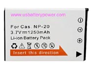 Replacement CASIO NP-20 camera battery (Li-ion 3.7V 1250mAh)