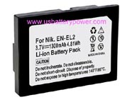 Replacement NIKON Coolpix 2500 camera battery (Li-ion 3.7V 1300mAh)